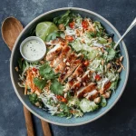 A delicious plate of Thai Chicken Salad with Peanut Dressing