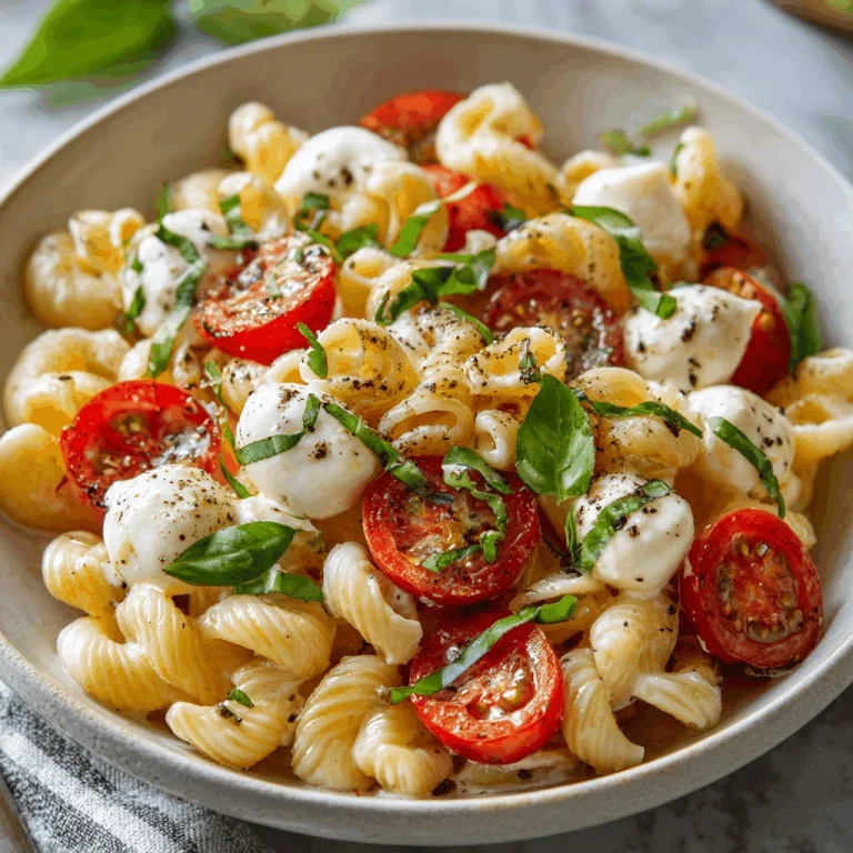 A delicious plate of Creamy Caprese Pasta Salad