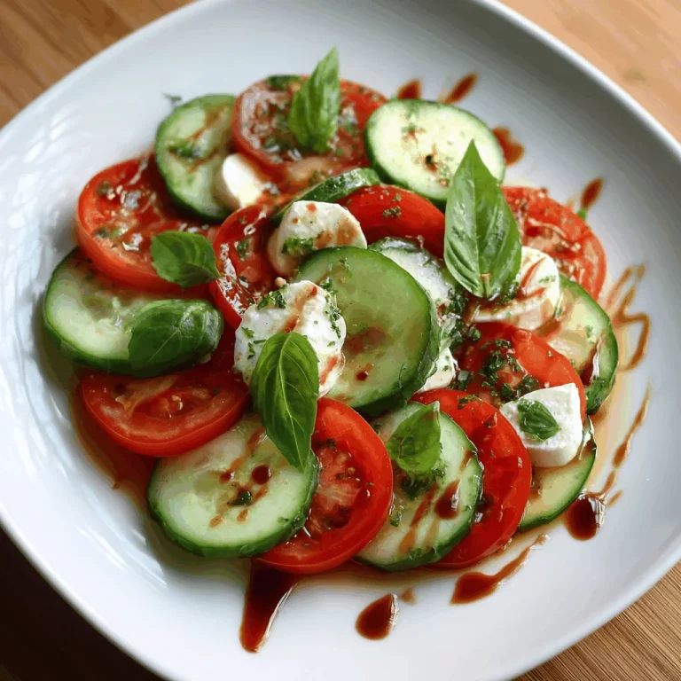 A delicious plate of Easy Cucumber Caprese Salad