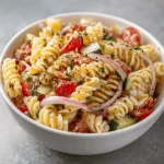 A delicious plate of Italian Pasta Salad (Vegetarian)