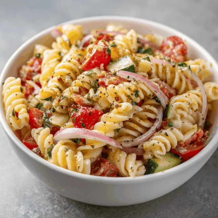A delicious plate of Italian Pasta Salad (Vegetarian)