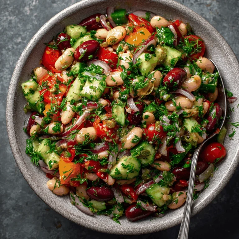 A delicious plate of Mediterranean Dense Bean Salad (Viral TikTok Recipe)