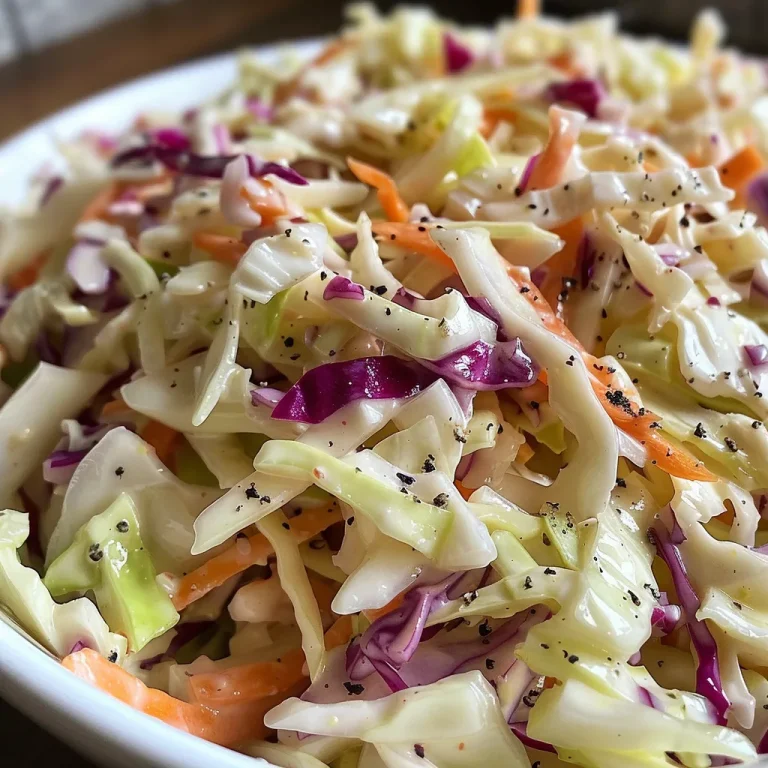 Close-up view of a bowl of coleslaw with vibrant shredded cabbage and carrots.
