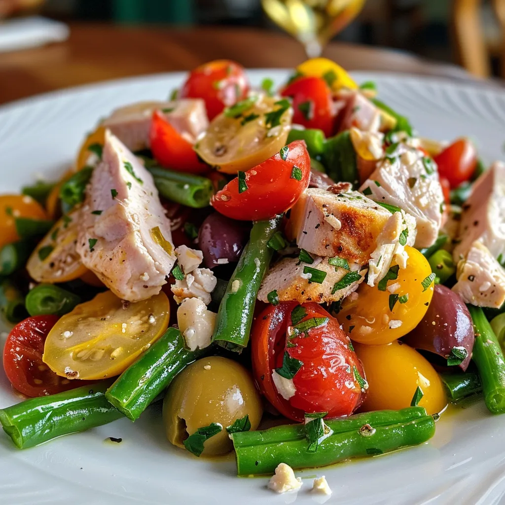 Juicy Salade Nicoise with greens, tomatoes, and eggs, captured in high detail.