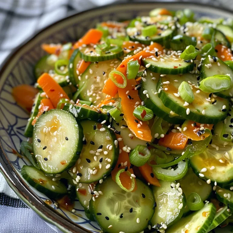 Close-up of a vibrant Asian Cucumber Sesame Salad with fresh vegetables.
