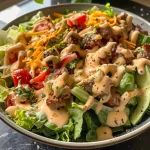 Close-up view of a colorful Low-Carb Big Mac Salad with fresh ingredients.