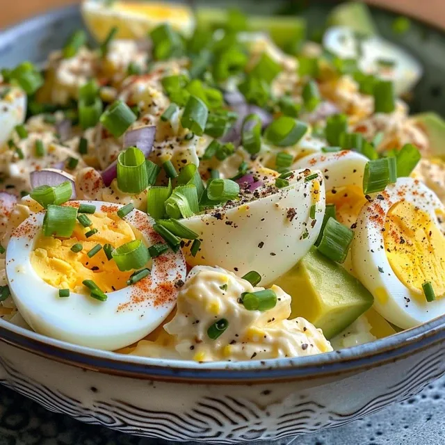 Side view of a colorful avocado salad, featuring diced avocados and fresh ingredients.
