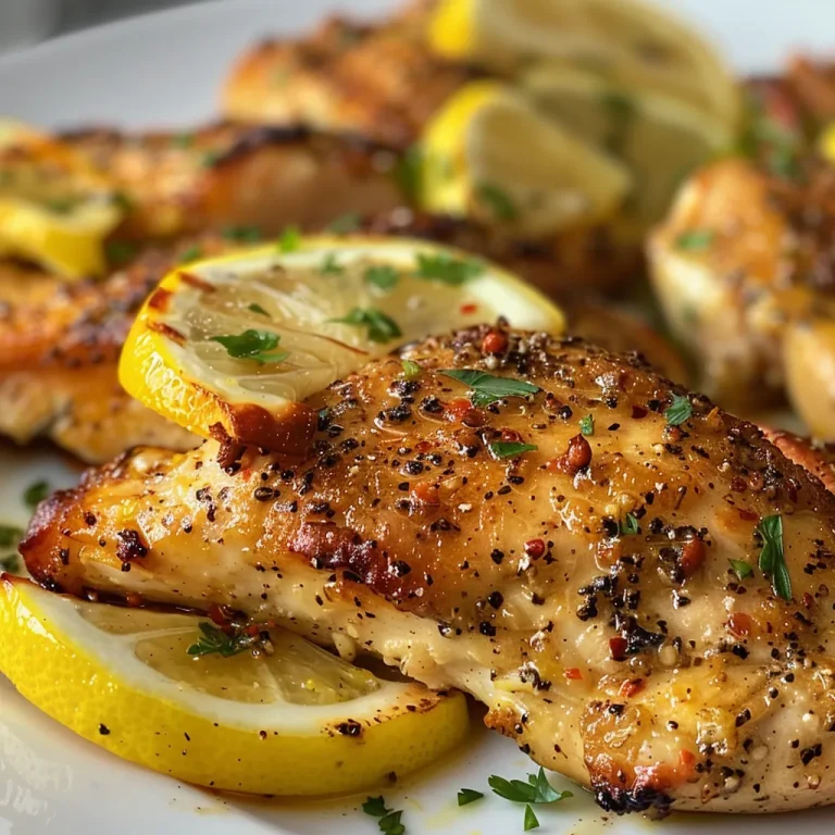 Juicy Air Fryer Lemon Pepper Chicken with crispy golden skin on a white plate.