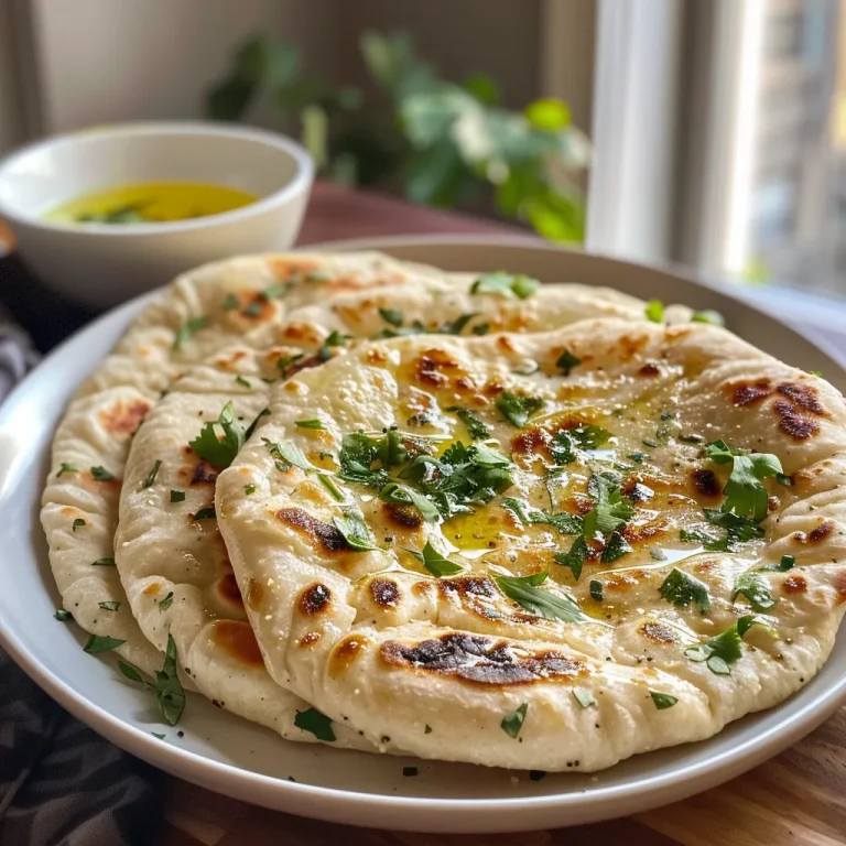 Close-up view of golden-brown Chickpea Flour Naan with a soft texture.