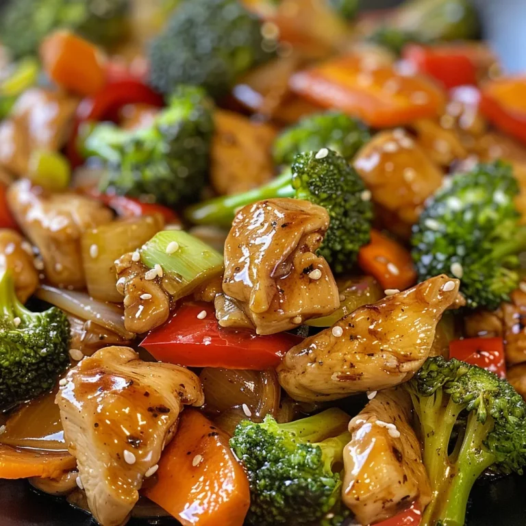 Close-up view of a colorful chicken stir fry with mixed vegetables in a bowl.