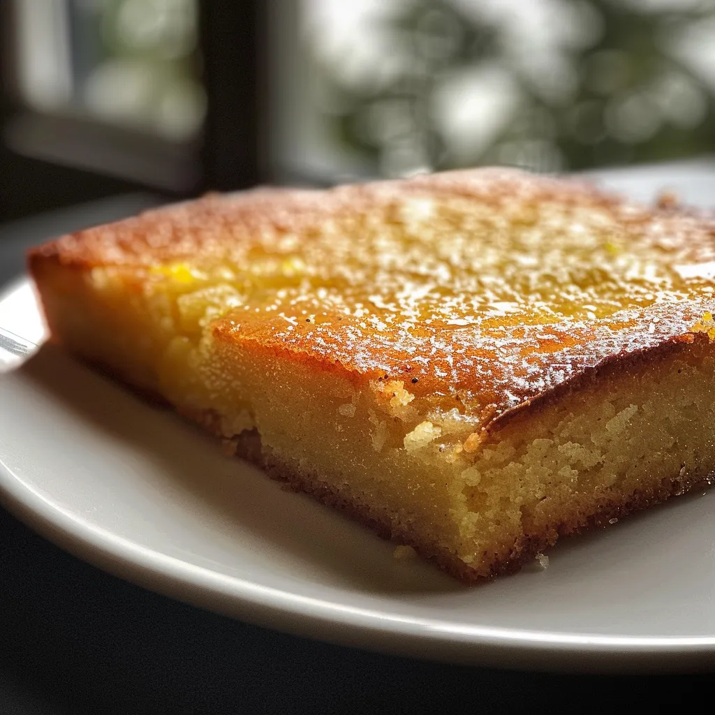 Side view of a delicious flourless lemon cake, highlighting its rich texture and vibrant lemon zest.