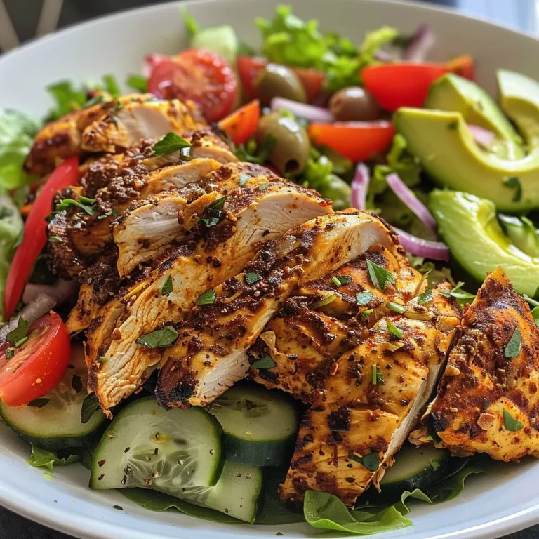 A vibrant Light Chicken Shawarma Salad featuring colorful ingredients on a plate.