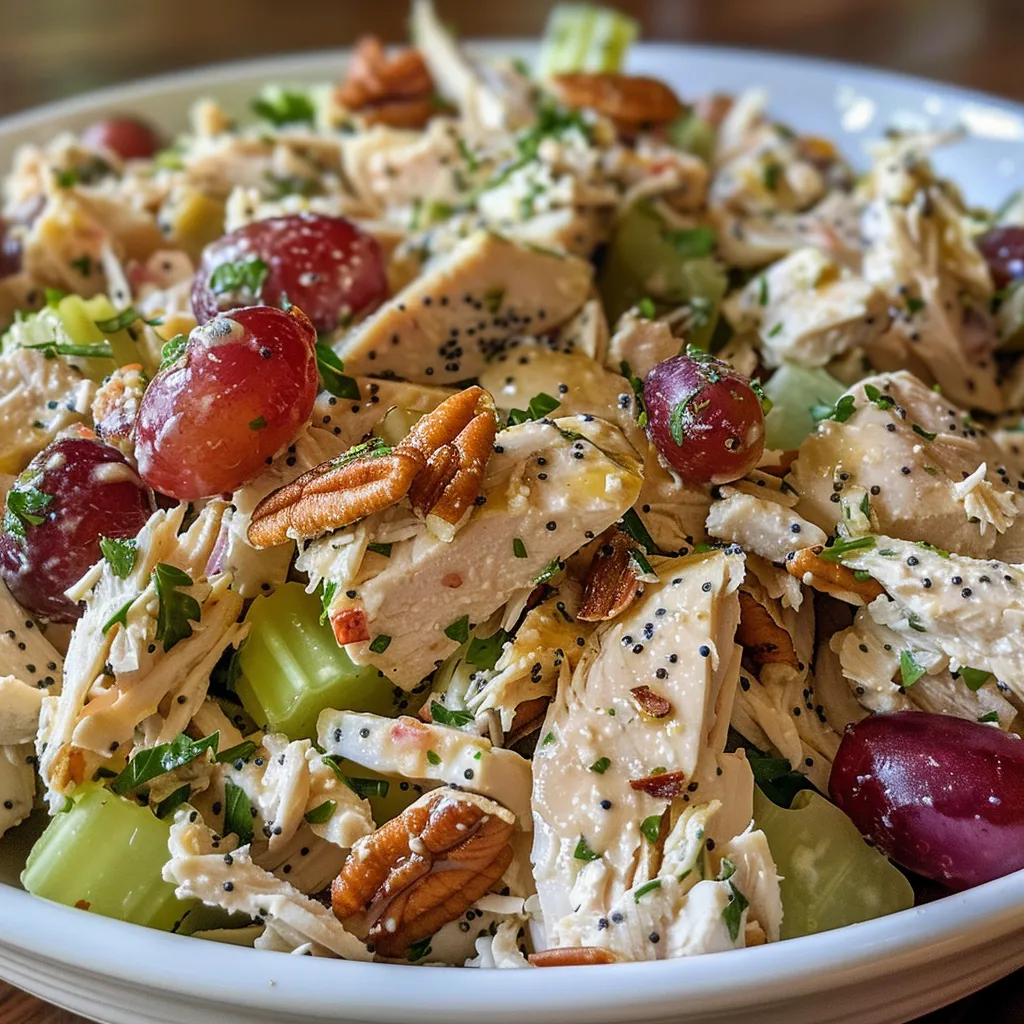 A delicious plate of Sonoma Chicken Salad featuring tender shredded chicken and colorful ingredients.