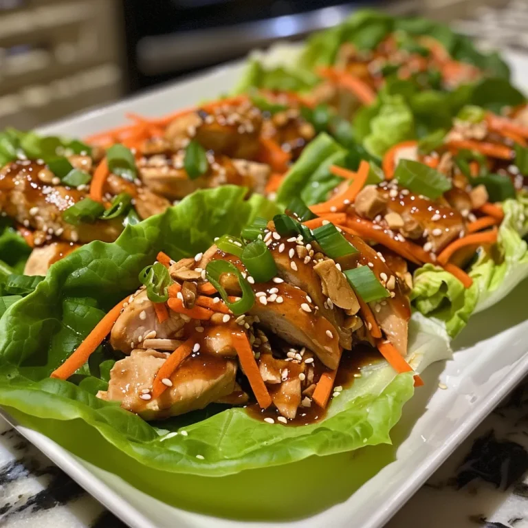 Close-up of juicy Asian Chicken Lettuce Wraps with vibrant ingredients.