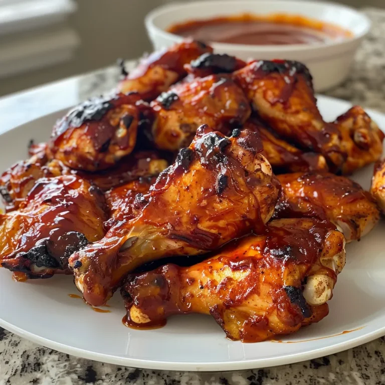 Close-up view of juicy BBQ chicken cooked in an air fryer, with a shiny glaze.