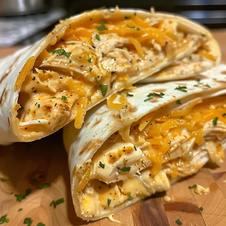 Close-up image of cheesy garlic chicken wraps with melted cheese and fresh herbs.