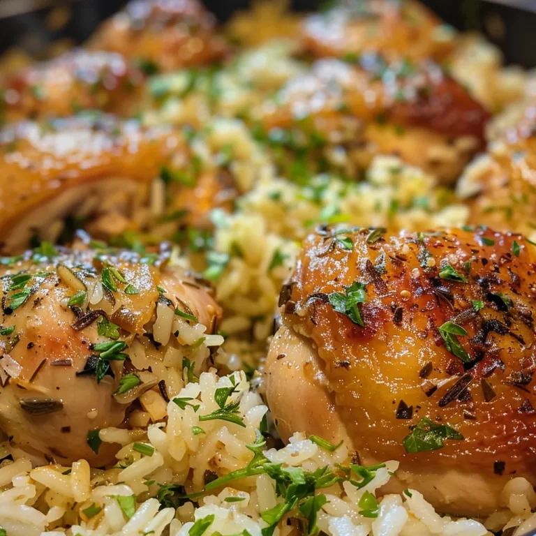 Juicy Chicken Herb Rice served in a bowl with vibrant herbs.