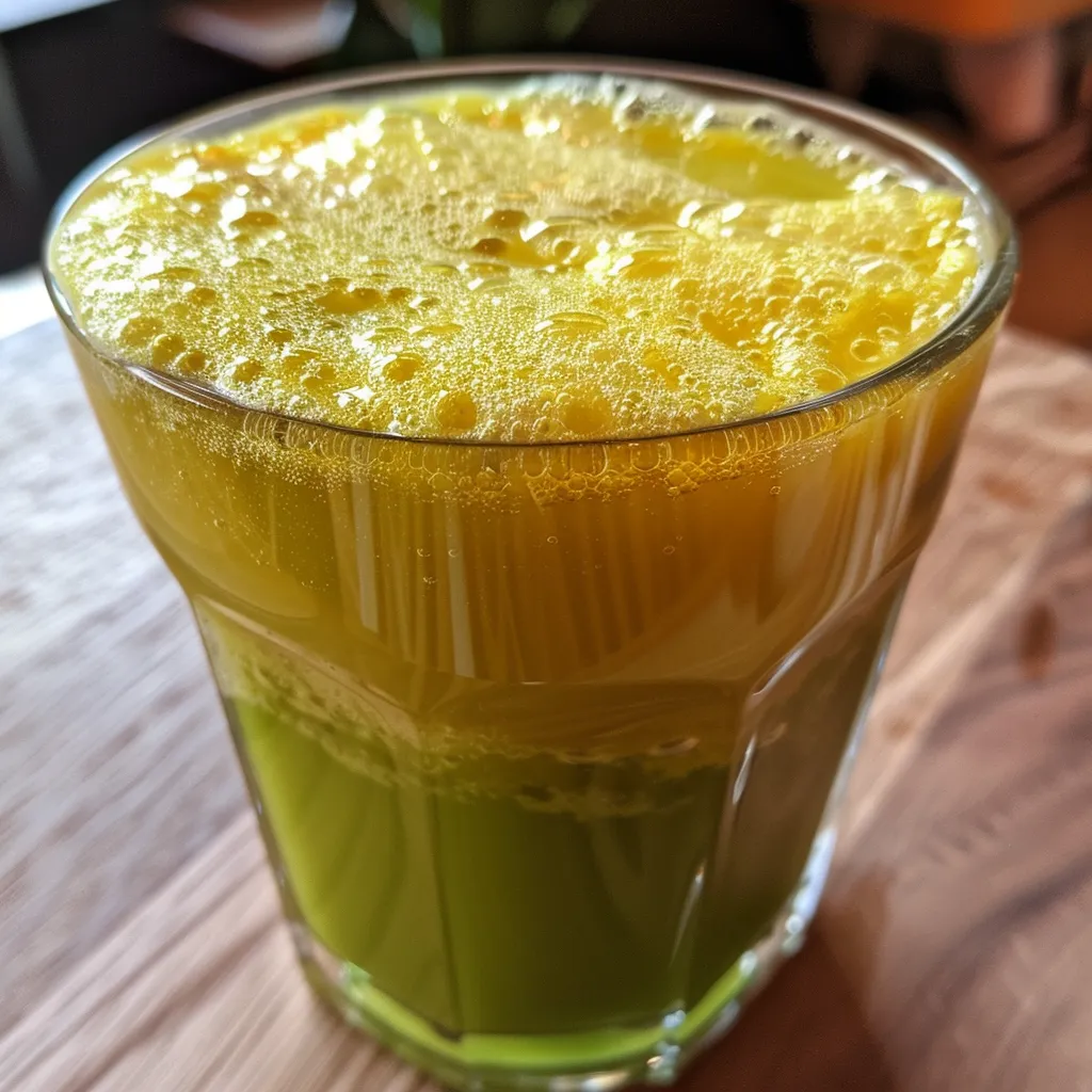 Side view of a refreshing glass of Metabo Slim Juice showcasing its vibrant color.
