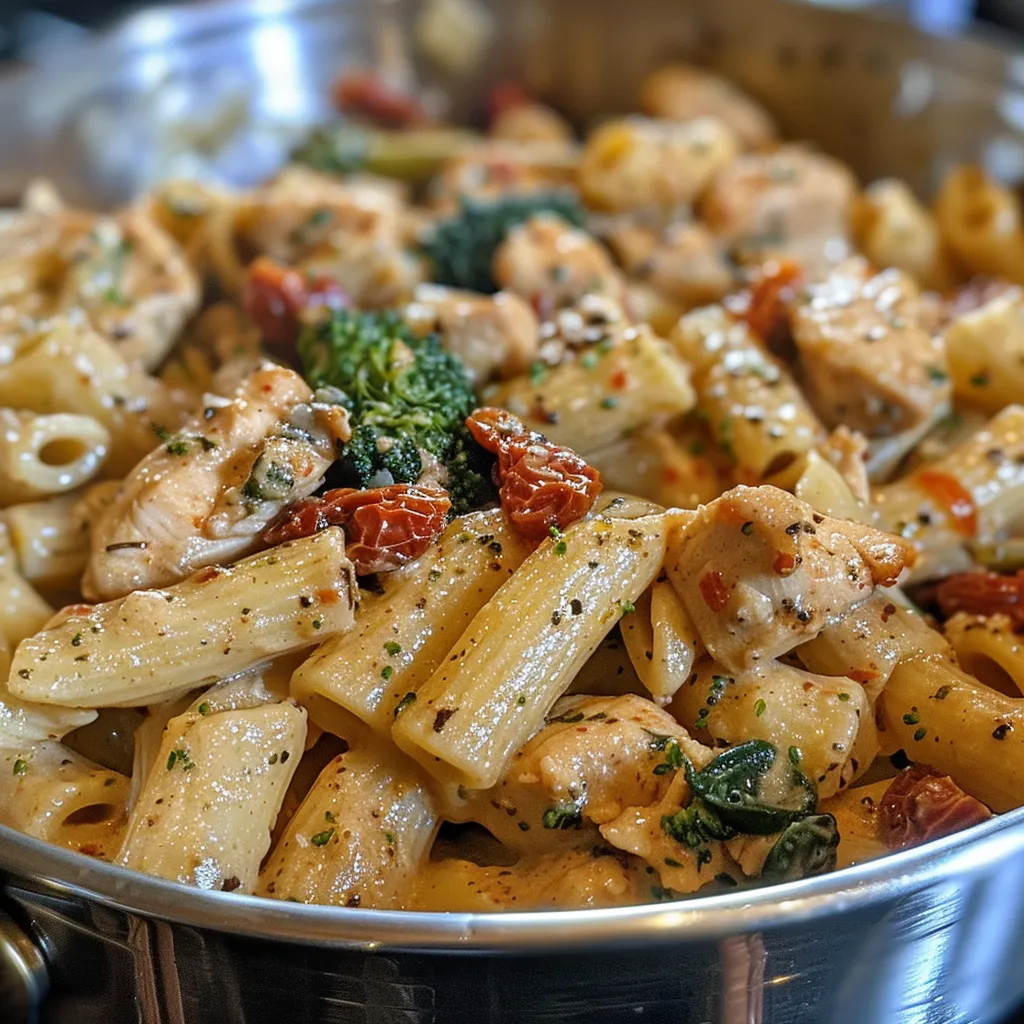 Delicious Chicken Pasta Meal Prep Bowl featuring penne, chicken, and vibrant vegetables.