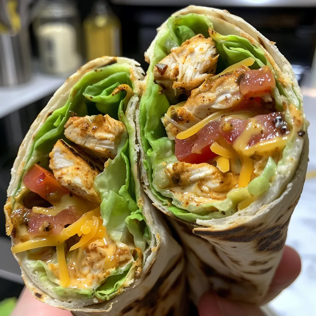 A detailed image of a Chipotle Chicken Wrap highlighting its vibrant fillings and tortilla.