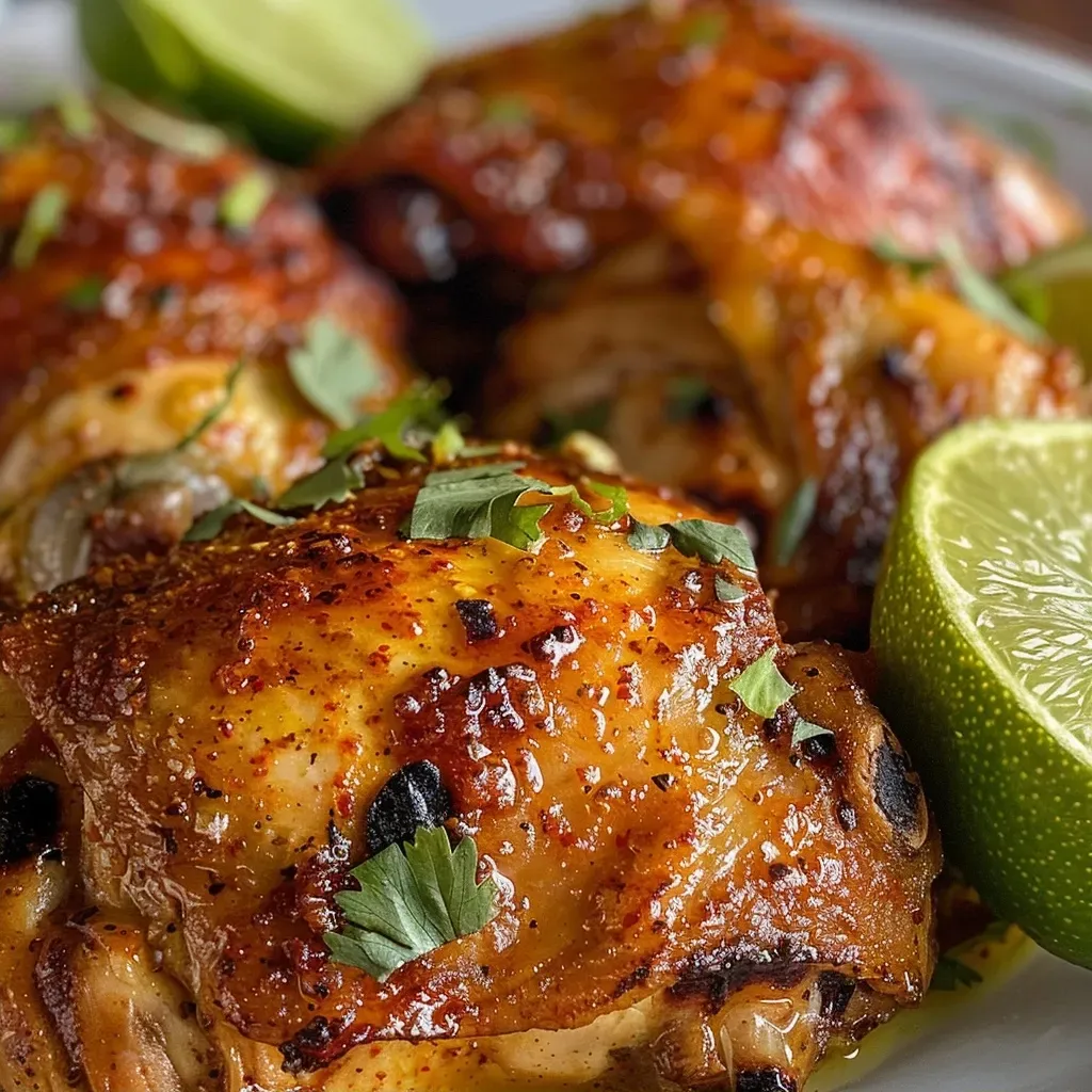 Side view of flavorful Chili Lime Chicken cooked in a Crockpot, with spices visible.