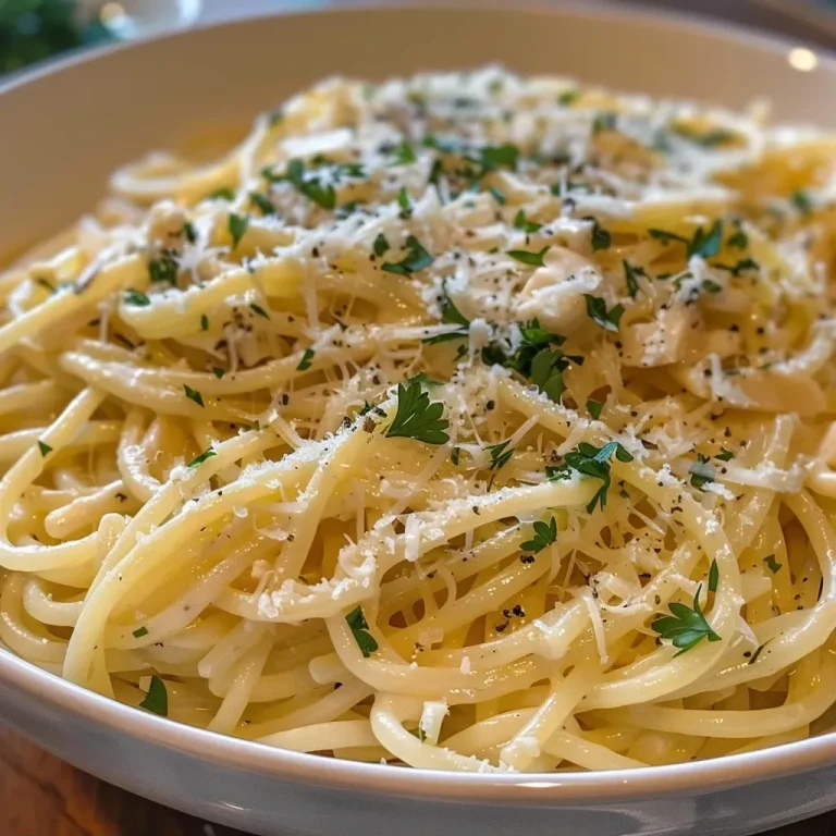 One-Pot Garlic Parmesan Pasta: A Flavor Explosion in Minutes! Close-up view of Garlic Parmesan Pasta garnished with parsley.