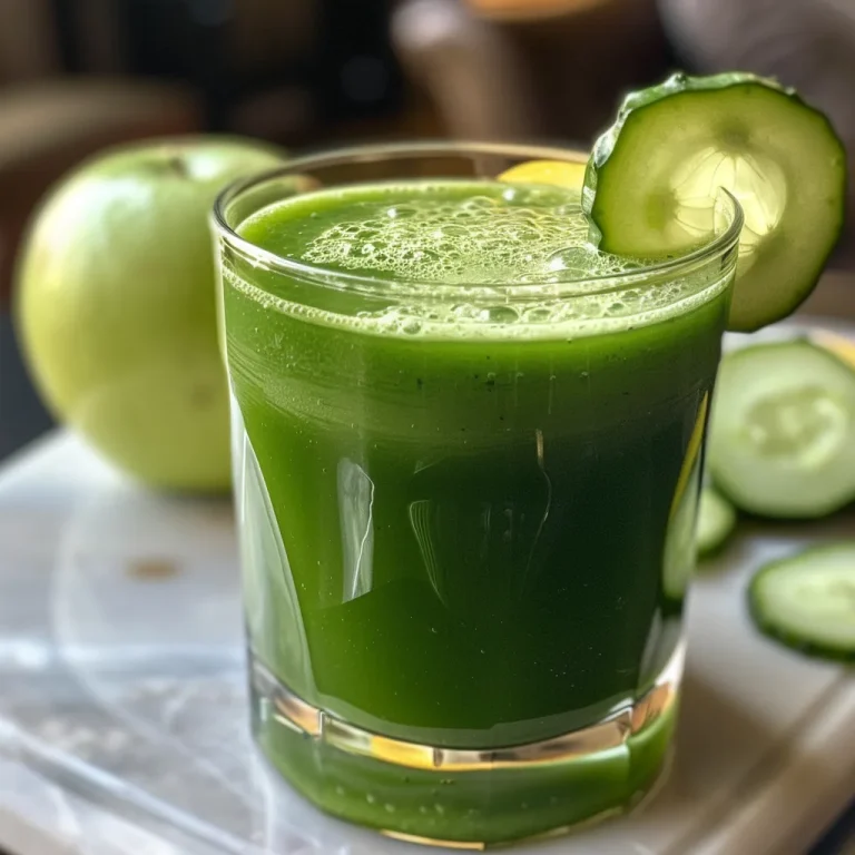 Revitalize Your Day with a Zesty Green Apple Spinach Juice! Close-up of a glass filled with vibrant green apple spinach juice, garnished with fresh spinach leaves.
