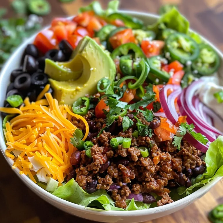 Fuel Your Day with Flavor: Zesty Mexican Beef Taco Salad Bowls Close-up of a colorful Mexican Beef Taco Salad Bowl with fresh ingredients.