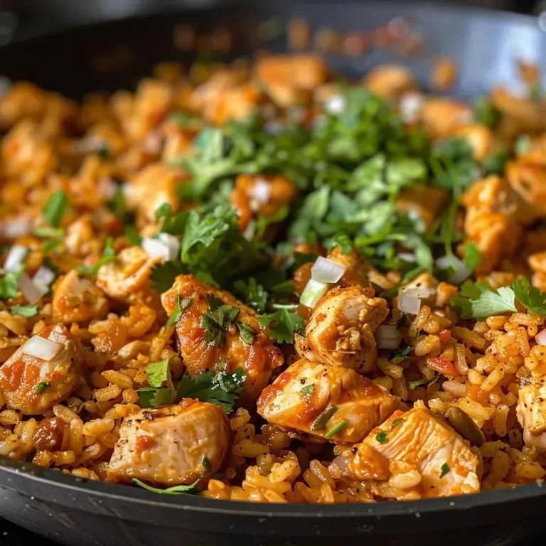 Spice Up Your Dinner with This Zesty Mexican Chicken and Rice Delight! Close-up view of a bowl filled with vibrant Mexican chicken and rice.