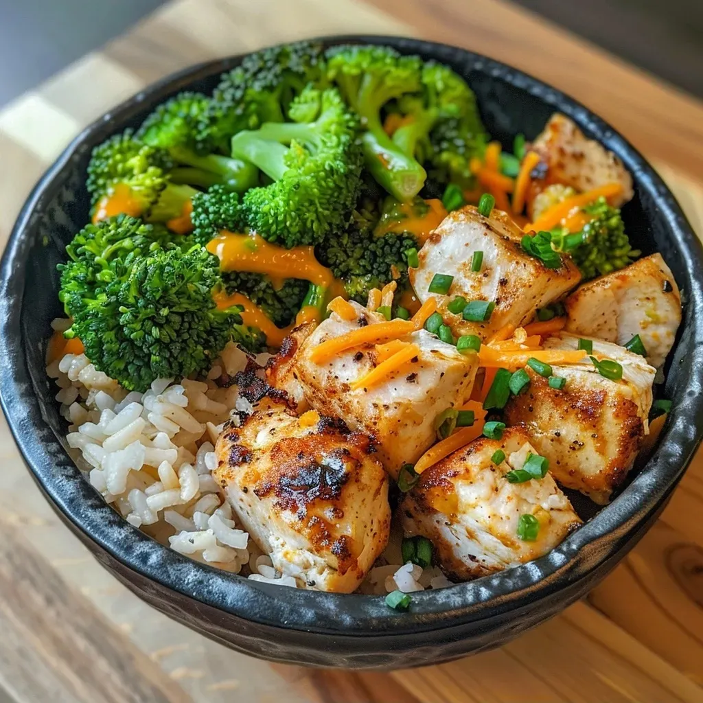 A tempting dish of Skillet Cheesy Chicken with broccoli and rice in a well-seasoned pan.