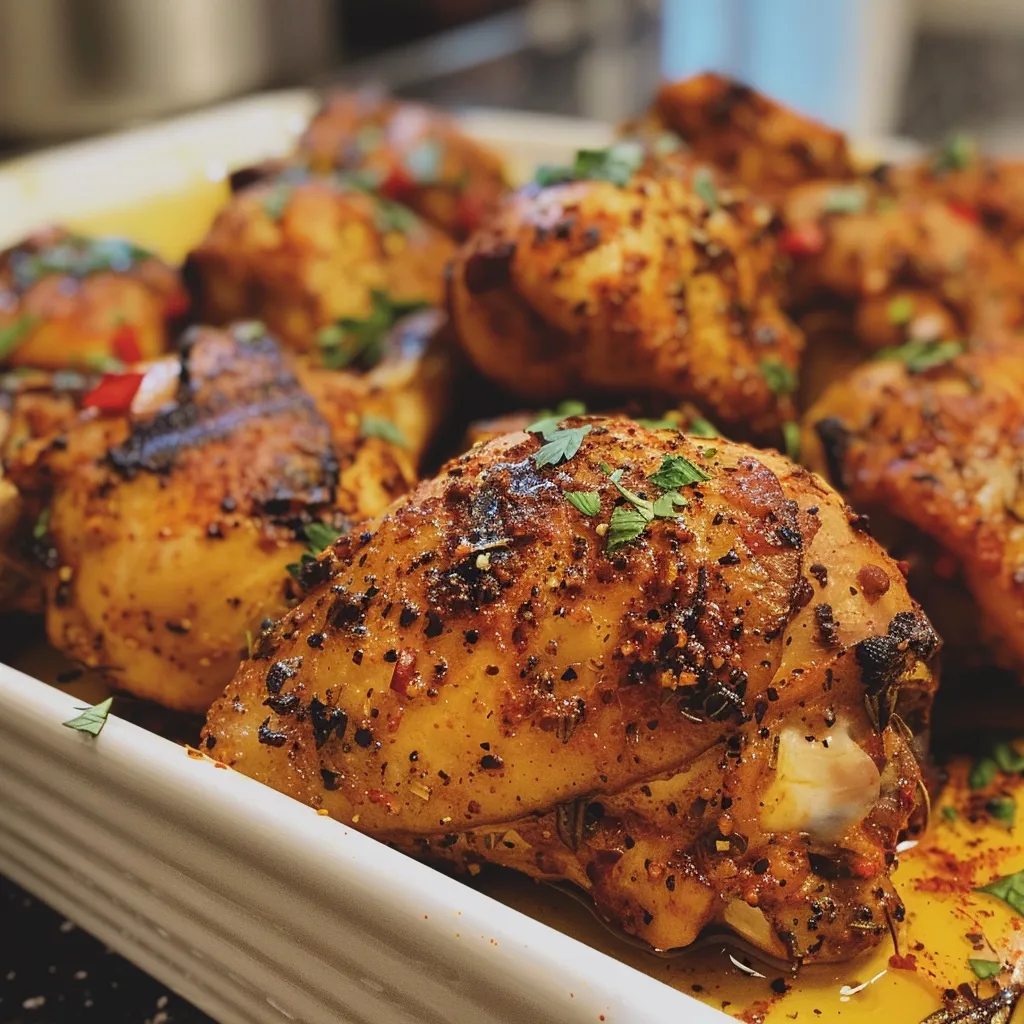 Tender smoked paprika chicken garnished and ready to serve.