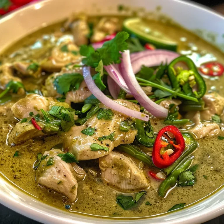 Whirlwind Thai Green Curry: A Flavor Adventure in 30 Minutes! A close-up view of a vibrant bowl of Thai green curry featuring chicken, eggplants, and snow peas.