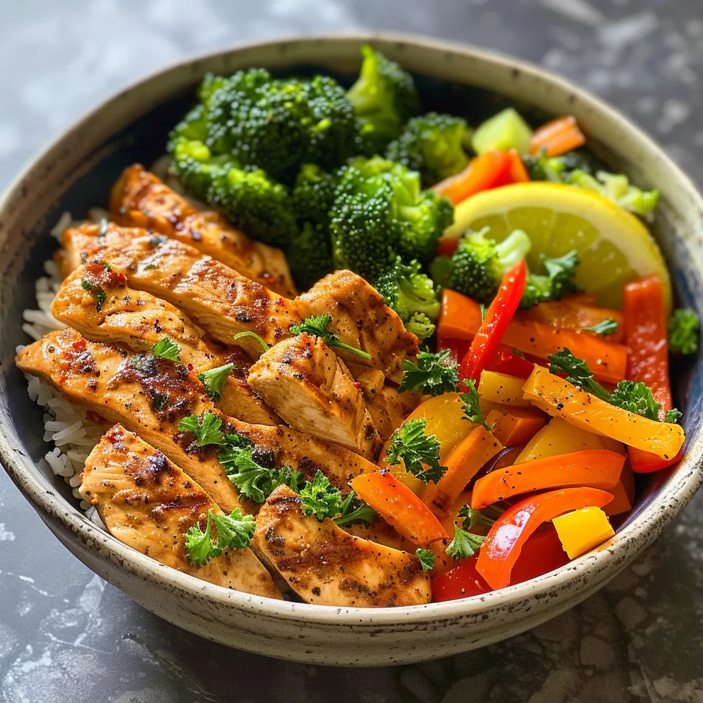 Side view of a delicious veggie rice bowl featuring butternut squash and avocado.