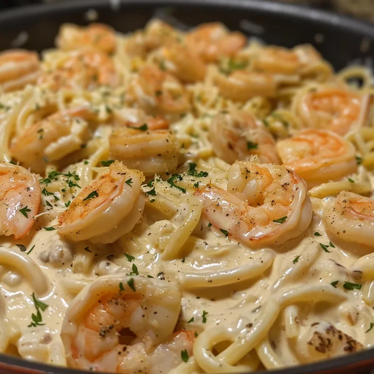 Whirlwind Wonder: Quick Chicken Shrimp Alfredo That Delivers Comfort and Flavor Juicy chicken and shrimp alfredo pasta in a close-up view.