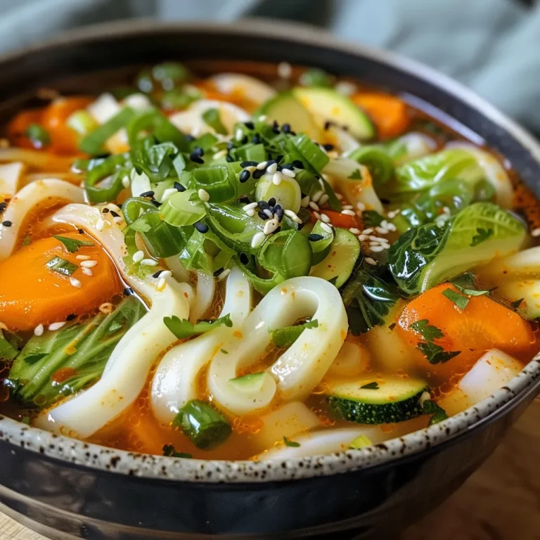 A close-up of a bowl filled with colorful vegetable noodle soup.