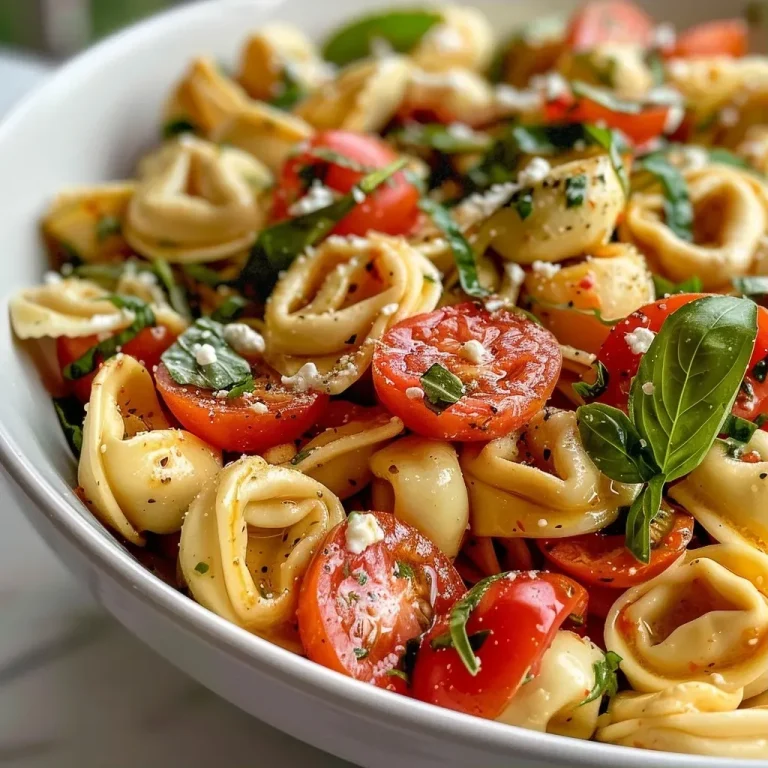 ['A vibrant bowl of Caprese Tortellini Pasta Salad with fresh ingredients.', 'Close-up view of Caprese Tortellini Pasta Salad featuring tortellini, mozzarella, tomatoes, and basil.', 'Colorful Caprese Tortellini Pasta Salad with cherry tomatoes and mozzarella pearls.', 'Side view of a serving of Caprese Tortellini Pasta Salad in a bowl.']
