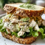 ['A close-up view of a juicy chicken salad sandwich on white bread with lettuce.', 'Side view of a chicken salad sandwich filled with shredded chicken and green celery.', 'A detailed shot of a chicken salad sandwich showcasing its creamy filling and fresh ingredients.', 'A vibrant close-up of a sliced chicken salad sandwich with lettuce leaves peeking out.']
