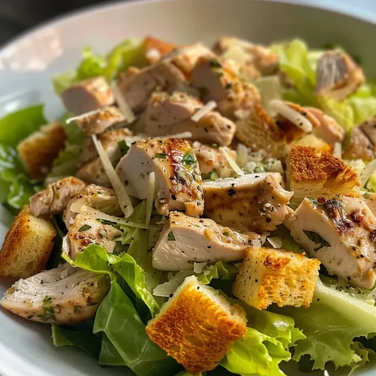 ['A close-up of a Healthy Caesar Salad featuring romaine lettuce, grilled chicken, croutons, and parmesan cheese.', 'Side view of a vibrant Healthy Caesar Salad with chunks of chicken, homemade croutons, and a sprinkle of parmesan.', 'Detailed shot of a Caesar Salad, showcasing fresh greens, grilled chicken, and creamy dressing.', 'A colorful Healthy Caesar Salad with chopped romaine, garlic, thyme, and fresh lemon juice.']