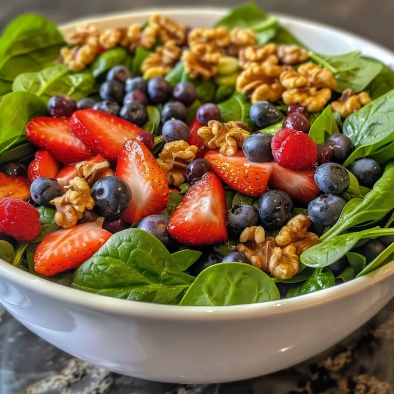 ['Close-up view of a vibrant Strawberry Spinach Salad with mango dressing.', 'Side perspective of a fresh salad featuring spinach, strawberries, and avocado.', 'Juicy Strawberry Spinach Salad with diced avocado and mango dressing, captured in detail.', 'Colorful salad with baby spinach, strawberries, arugula, and mango dressing, showcasing fresh ingredients.']