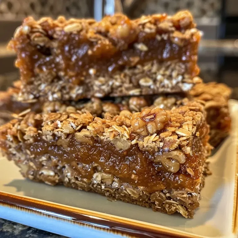 ['Close-up view of baked apple butter oatmeal bars with a golden brown crust.', 'Side view of freshly baked apple butter oatmeal bars, showcasing oats and nuts.', 'Juicy apple butter oatmeal bars displayed on a wooden surface, highlighting texture.', 'Detailed look at apple butter oatmeal bars, emphasizing the rich, golden topping.']