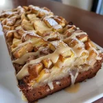 ['Close-up view of delicious Apple Fritter Bread, highlighting the texture and chopped apple pieces.', 'Side angle of freshly baked Apple Fritter Bread showcasing its golden crust and apple chunks.', 'Detailed image of moist Apple Fritter Bread with visible cinnamon and sugar toppings.', 'Homemade Apple Fritter Bread captured in a close-up, emphasizing its fluffy interior and sweet glaze.']