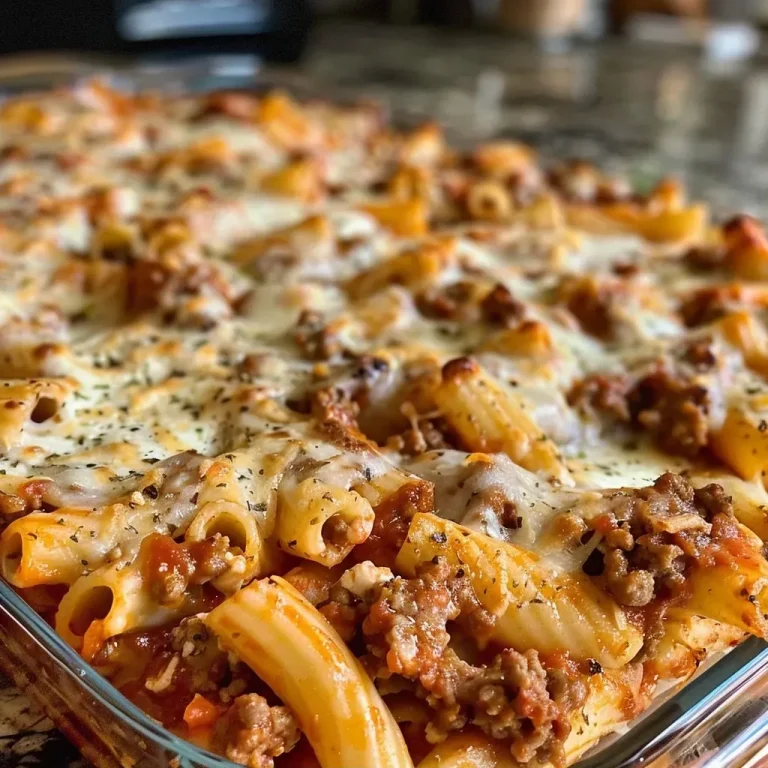 ['Close-up of a delicious baked ziti dish featuring layers of pasta, ricotta, and melted cheese.', 'A side view of baked ziti, showing the gooey mozzarella and creamy ricotta interspersed with ziti noodles.', 'Juicy baked ziti with ricotta and ground beef, topped with melted cheese, presented on a plate.', 'A hearty serving of baked ziti, showcasing its rich marinara sauce and melted cheese from a side angle.']