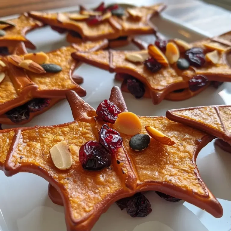 ['A close-up view of a colorful mix of bat-shaped pretzels, dried cranberries, plantain chips, pumpkin seeds, and almonds.', 'Side view of a snack bowl filled with pretzels shaped like bats, cranberries, and various nuts.', 'A vibrant assortment of Halloween-themed snacks including bat pretzels and crunchy plantain chips.', 'An appetizing display of nuts and dried fruits with bat-shaped pretzels for a kid-friendly treat.']