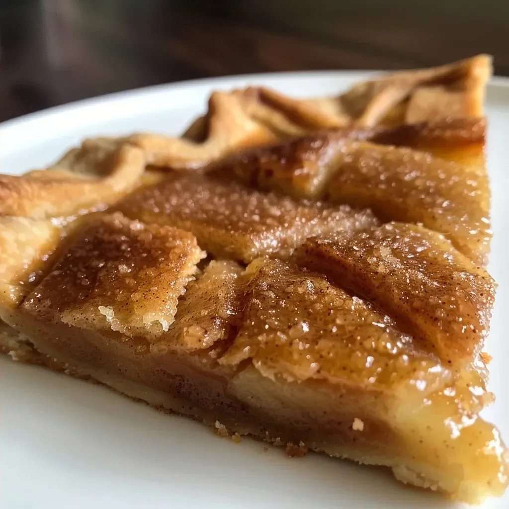 ['Close-up view of a golden-brown sugar cinnamon galette crust.', 'Side profile of a flaky galette crust with brown sugar and cinnamon.', 'Textured surface of a freshly baked brown sugar cinnamon galette crust.', 'Detailed shot showcasing the crispy edges of a galette crust.']