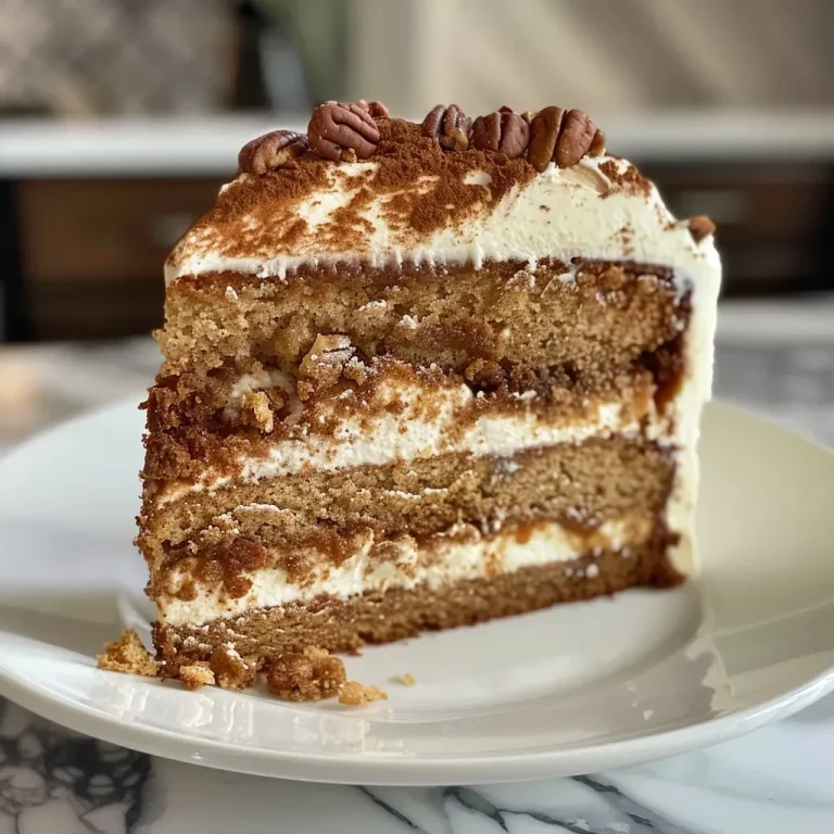 ['Close-up of a moist brown sugar cinnamon cake layered with creamy frosting.', 'Side view of a decadent brown sugar cinnamon dessert showcasing its rich layers.', 'Textured close-up of a brown sugar cinnamon layer cake with a glossy finish.', 'Detailed view of a slice of brown sugar cinnamon cake adorned with candied pecans.']