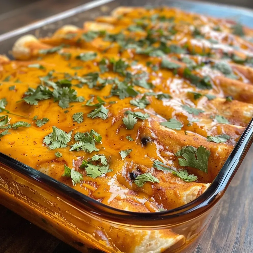 ['A close-up view of Butternut Squash Black Bean Enchiladas on a plate, showcasing colorful layers and toppings.', 'Side view of a serving of Butternut Squash Black Bean Enchiladas, highlighting cheese and sauce drizzled on top.', 'Detailed image of Butternut Squash Black Bean Enchiladas, garnished with fresh ingredients and enchilada sauce.', 'Juicy Butternut Squash Black Bean Enchiladas presented on a plate, with steam rising in a warm kitchen setting.']