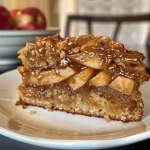 ['Close-up view of a moist caramel apple cake topped with brown buttercream frosting.', 'Side view of a delicious caramel apple cake, highlighting its layers and frosting.', 'Juicy caramel apple cake with a smooth brown buttercream finish, captured in detail.', 'A rich caramel apple cake showcasing a creamy, brown butter frosting from the side.']