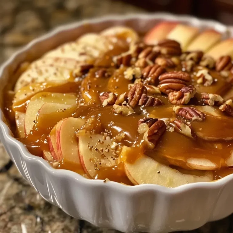 ['Close-up of creamy caramel apple cheesecake dip with a drizzle of caramel on top and chopped pecans.', 'Side view of a bowl filled with warm caramel apple cheesecake dip, surrounded by sliced apples for dipping.', 'Delicious caramel apple cheesecake dip displayed in a rustic bowl, accented with toasted pecans and caramel sauce.', 'Luscious caramel apple cheesecake dip in a white dish, with apple slices and a caramel drizzle.']