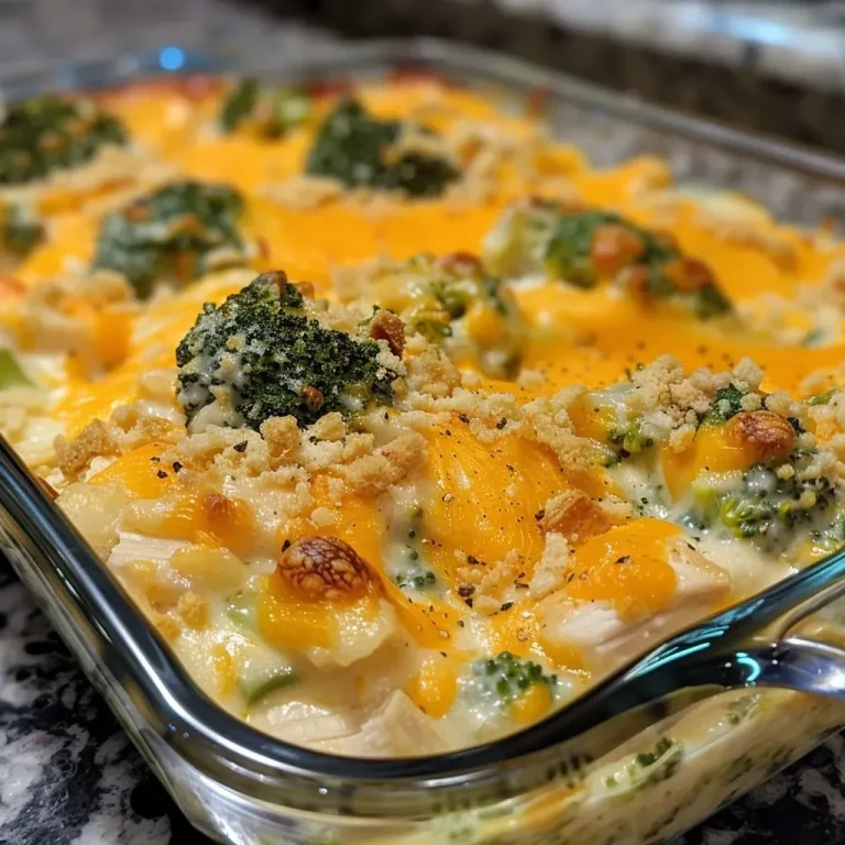 ['Close-up of a cheesy chicken broccoli casserole with a golden-brown crust.', 'Side view of a creamy casserole filled with chicken and broccoli, topped with crushed crackers.', 'Juicy, layered chicken broccoli casserole in a baking dish, showcasing melted cheese.', 'Freshly baked cheesy chicken broccoli casserole with a crunchy topping and vibrant broccoli.']