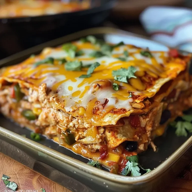 ['Close-up view of a Chicken Enchilada Casserole, showcasing layers of tortillas, chicken, beans, and cheese.', 'Side angle of a Chicken Enchilada Casserole, highlighting the colorful ingredients and melted cheese on top.', 'Juicy Chicken Enchilada Casserole in a dish, with visible layers of tortillas, chicken, and toppings.', 'Detailed image of a Chicken Enchilada Casserole, featuring shredded chicken, black beans, and fresh cilantro garnish.']